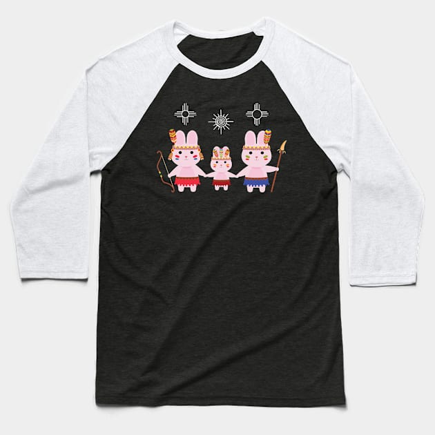 Tribal Bunny Family navy Baseball T-Shirt by Anicue